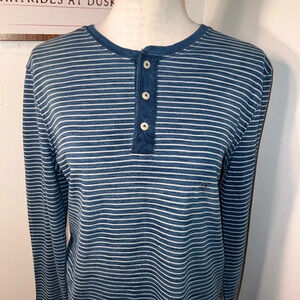 AéRopostale,S, NWT, Long sleeve pinstripe crewneck 1/4 button front 100% cotton